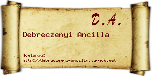 Debreczenyi Ancilla névjegykártya